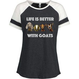 Life Is Better With Goats Goat Lover Enza Ladies Jersey Colorblock Tee