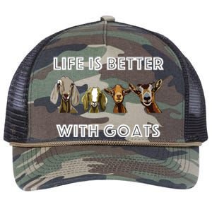 Life Is Better With Goats Goat Lover Retro Rope Trucker Hat Cap