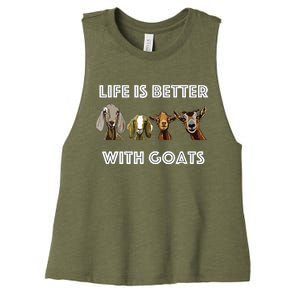 Life Is Better With Goats Goat Lover Women's Racerback Cropped Tank