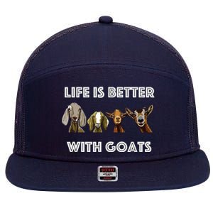 Life Is Better With Goats Goat Lover 7 Panel Mesh Trucker Snapback Hat