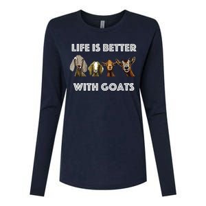 Life Is Better With Goats Goat Lover Womens Cotton Relaxed Long Sleeve T-Shirt