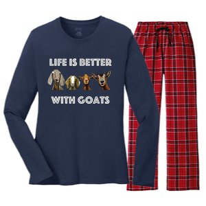 Life Is Better With Goats Goat Lover Women's Long Sleeve Flannel Pajama Set 