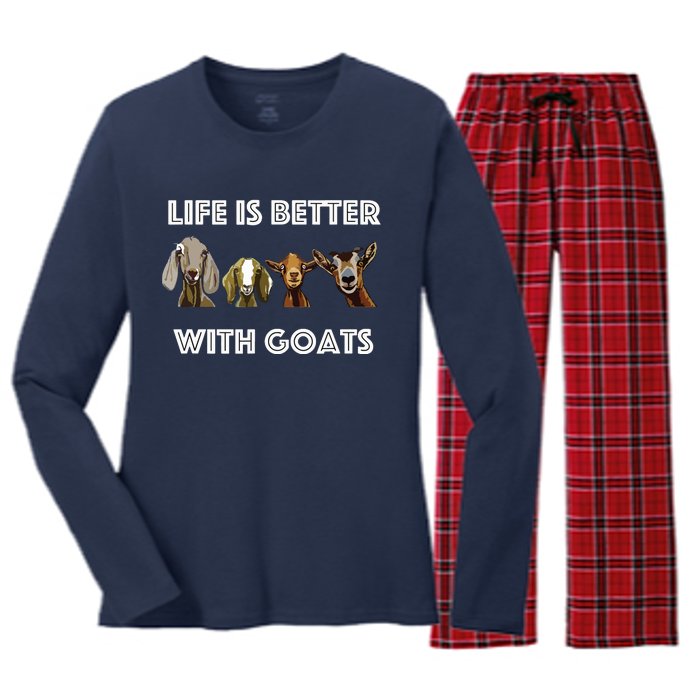 Life Is Better With Goats Goat Lover Women's Long Sleeve Flannel Pajama Set 