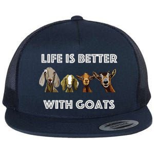 Life Is Better With Goats Goat Lover Flat Bill Trucker Hat