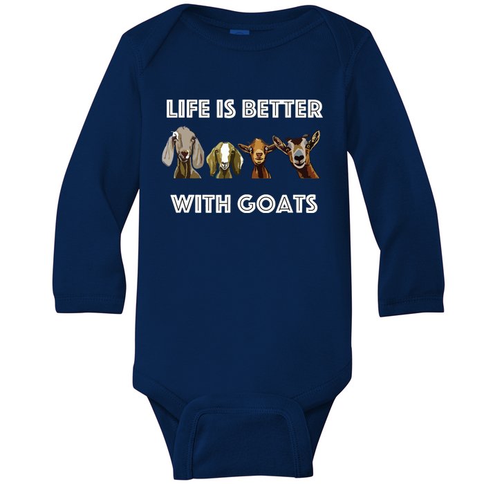 Life Is Better With Goats Goat Lover Baby Long Sleeve Bodysuit