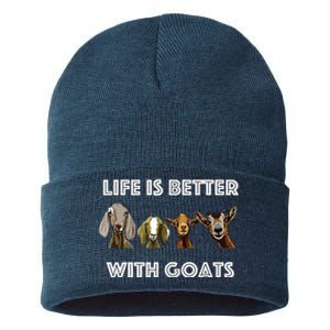 Life Is Better With Goats Goat Lover Sustainable Knit Beanie