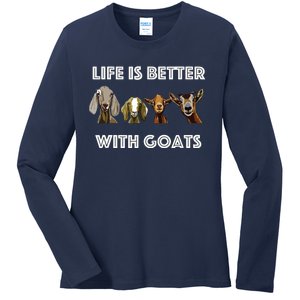 Life Is Better With Goats Goat Lover Ladies Long Sleeve Shirt