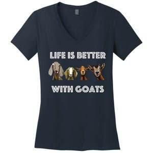 Life Is Better With Goats Goat Lover Women's V-Neck T-Shirt