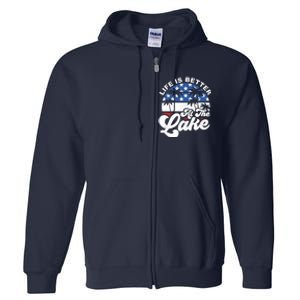 Life Is Better At The Lake 4th of July American Flag Summer Full Zip Hoodie