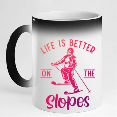 Life Is Better On The Slopes Snow Winter Sport Skier Gift 11oz Black Color Changing Mug