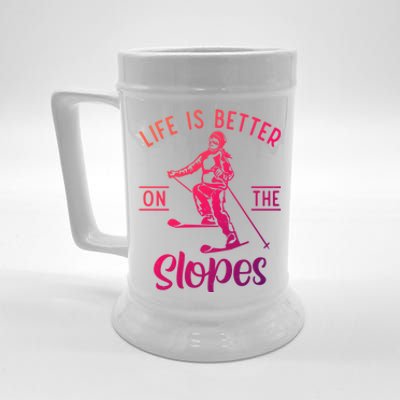 Life Is Better On The Slopes Snow Winter Sport Skier Gift Beer Stein