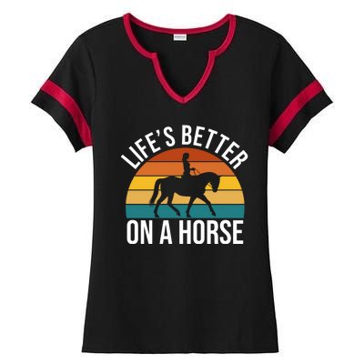 Life Is Better On A Horse Riding Gift Ladies Halftime Notch Neck Tee