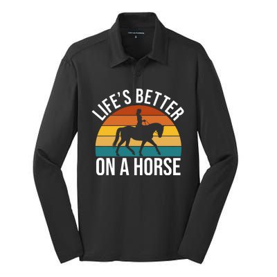 Life Is Better On A Horse Riding Gift Silk Touch Performance Long Sleeve Polo