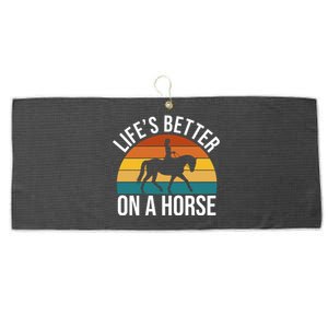 Life Is Better On A Horse Riding Gift Large Microfiber Waffle Golf Towel