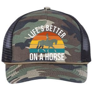 Life Is Better On A Horse Riding Gift Retro Rope Trucker Hat Cap