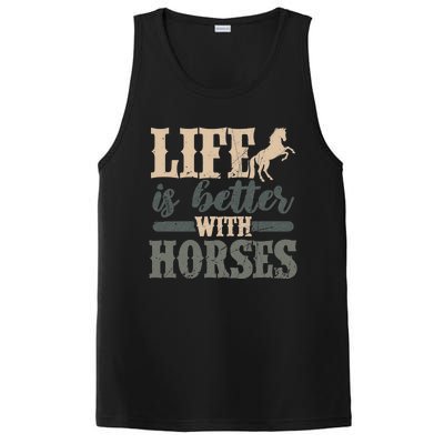 Life Is Better With Horses Cute Horse Lover Horseback Riding Great Gift PosiCharge Competitor Tank