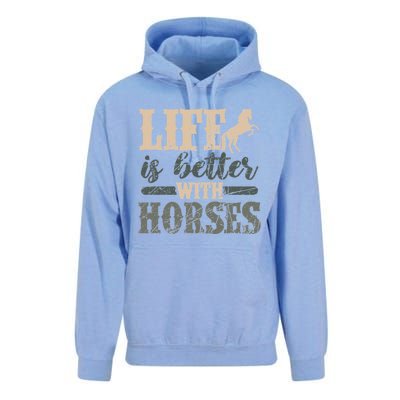 Life Is Better With Horses Cute Horse Lover Horseback Riding Great Gift Unisex Surf Hoodie