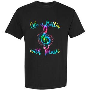 Life Is Better With Music Notes N Girl Women Musician Garment-Dyed Heavyweight T-Shirt