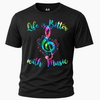 Life Is Better With Music Notes N Girl Women Musician Cooling Performance Crew T-Shirt