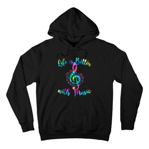 Life Is Better With Music Notes N Girl Women Musician Hoodie