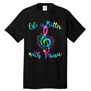 Life Is Better With Music Notes N Girl Women Musician Tall T-Shirt