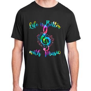 Life Is Better With Music Notes N Girl Women Musician Adult ChromaSoft Performance T-Shirt