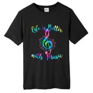 Life Is Better With Music Notes N Girl Women Musician Tall Fusion ChromaSoft Performance T-Shirt