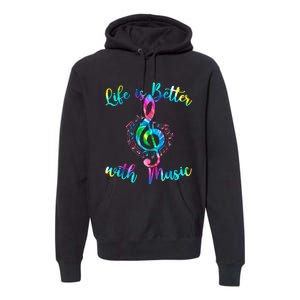 Life Is Better With Music Notes N Girl Women Musician Premium Hoodie