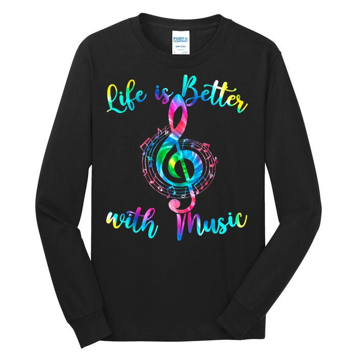 Life Is Better With Music Notes N Girl Women Musician Tall Long Sleeve T-Shirt