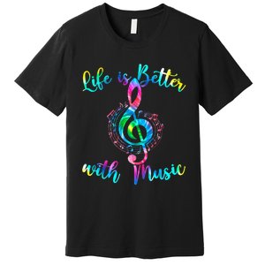 Life Is Better With Music Notes N Girl Women Musician Premium T-Shirt