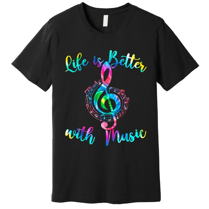 Life Is Better With Music Notes N Girl Women Musician Premium T-Shirt