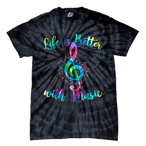 Life Is Better With Music Notes N Girl Women Musician Tie-Dye T-Shirt