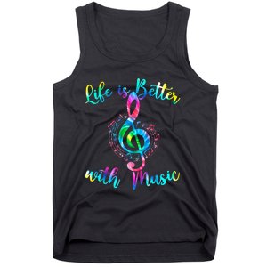 Life Is Better With Music Notes N Girl Women Musician Tank Top