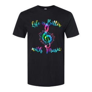 Life Is Better With Music Notes N Girl Women Musician Softstyle CVC T-Shirt