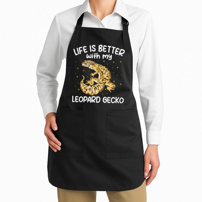 Life Is Better With My Leopard Gecko Funny Full-Length Apron With Pockets