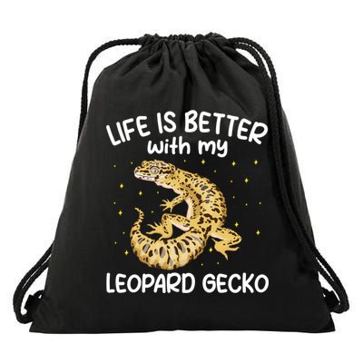 Life Is Better With My Leopard Gecko Funny Drawstring Bag