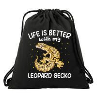Life Is Better With My Leopard Gecko Funny Drawstring Bag
