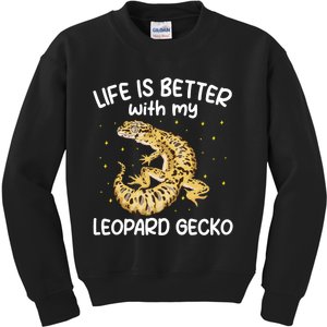 Life Is Better With My Leopard Gecko Funny Kids Sweatshirt