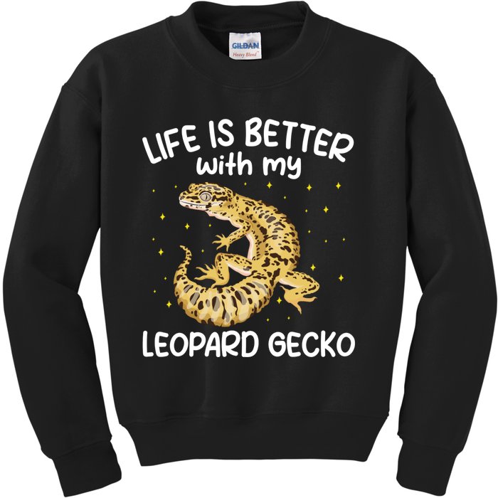 Life Is Better With My Leopard Gecko Funny Kids Sweatshirt