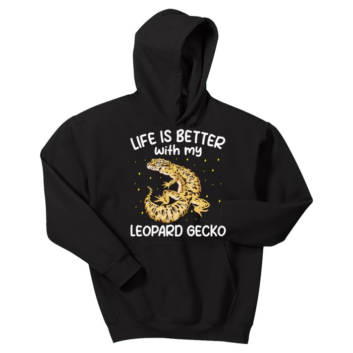 Life Is Better With My Leopard Gecko Funny Kids Hoodie