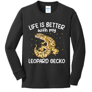 Life Is Better With My Leopard Gecko Funny Kids Long Sleeve Shirt