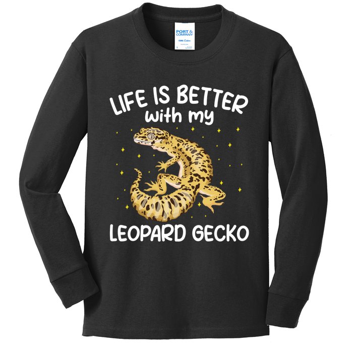 Life Is Better With My Leopard Gecko Funny Kids Long Sleeve Shirt