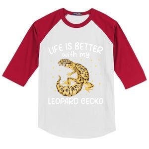 Life Is Better With My Leopard Gecko Funny Kids Colorblock Raglan Jersey