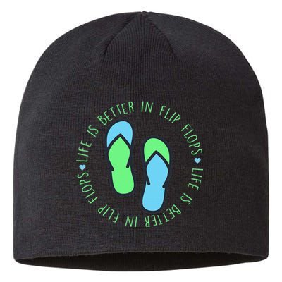 Life Is Better In Flip Flop Funny Summer Sandals Sustainable Beanie