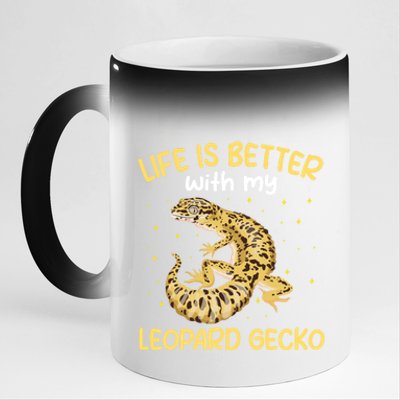 Life Is Better With My Leopard Gecko Funny 11oz Black Color Changing Mug