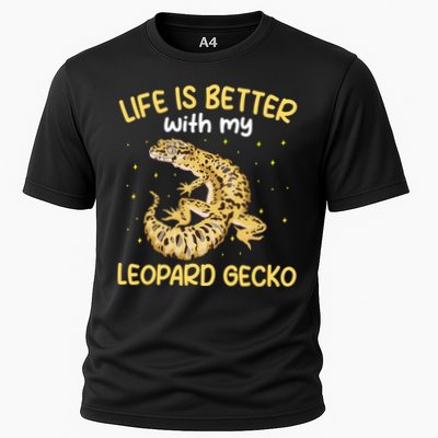 Life Is Better With My Leopard Gecko Funny Cooling Performance Crew T-Shirt
