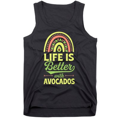 Life Is Better With Avocados Bohemian Rainbow Trendy Boho Tank Top