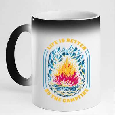 Life Is Better By The Campfire Funny Camper Nature Camping 11oz Black Color Changing Mug