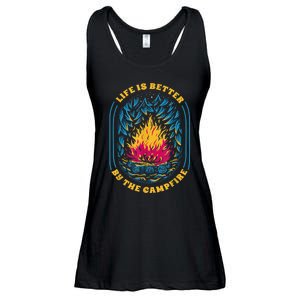 Life Is Better By The Campfire Funny Camper Nature Camping Ladies Essential Flowy Tank