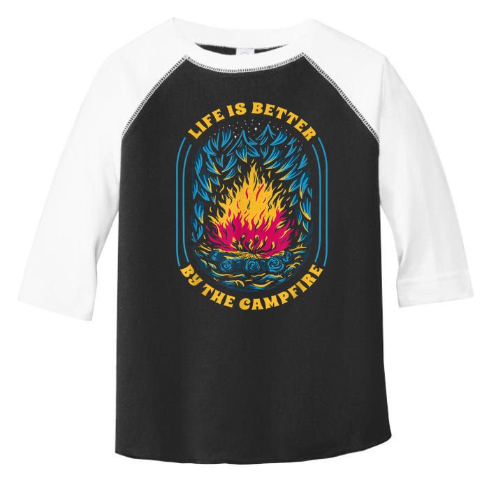 Life Is Better By The Campfire Funny Camper Nature Camping Toddler Fine Jersey T-Shirt